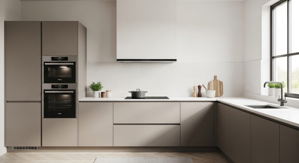 U Shaped Modular Kitchen Plan with Proper Zoning