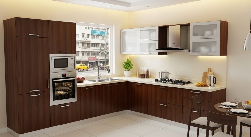 L Shaped Modular Kitchen in Kolkata