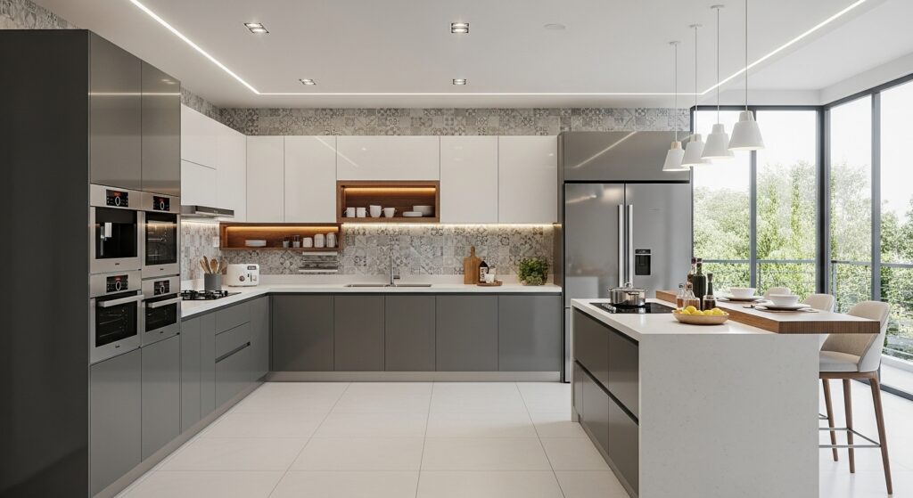 U-Shaped Modern Modular Kitchen Design Ideas