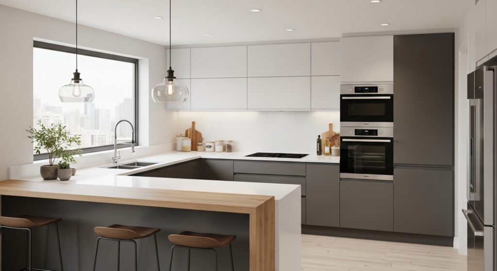 L Shaped Modular Kitchen