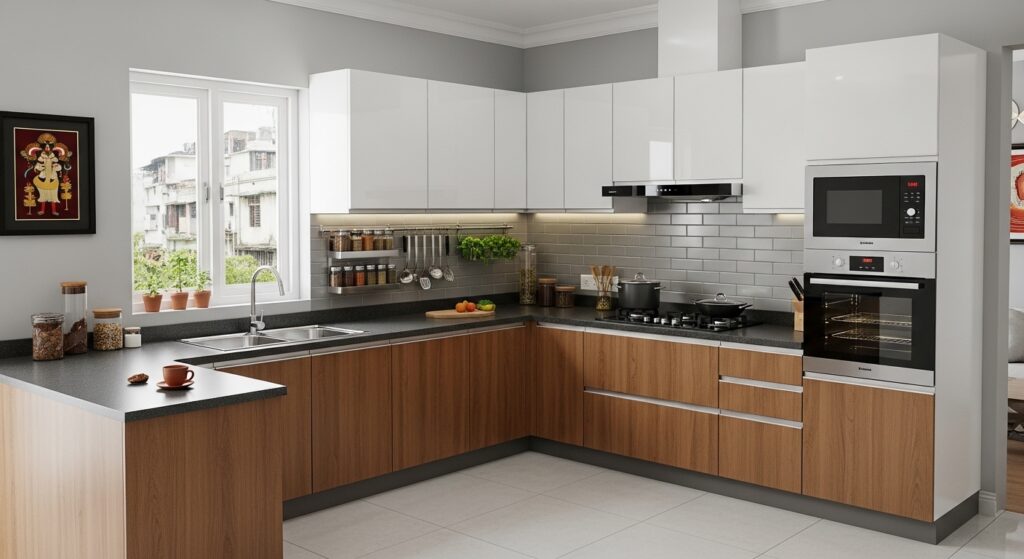 L Shaped Modular Kitchen Designs in Kolkata