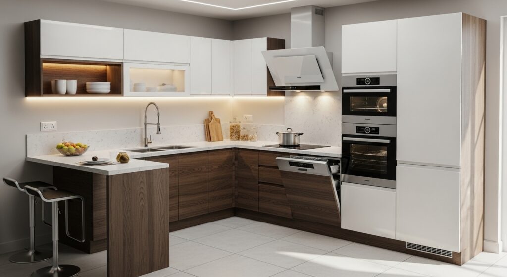 L Shaped Modular Kitchen Designs in Kolkata